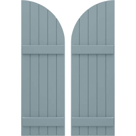 Americraft 5-Board (2 Batten) Wood Joined Board-n-Batten Shutters W/ Arch Top, ARW101BQ518X80SBH